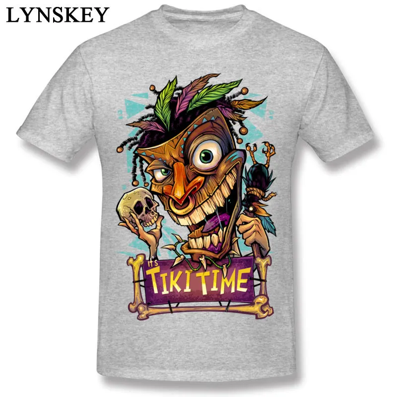 Design Tops T Shirt Fashion Round Neck Short Sleeve Tiki Man Cotton Fabric Men T-shirts Family Summer/Autumn Tee Shirt gray