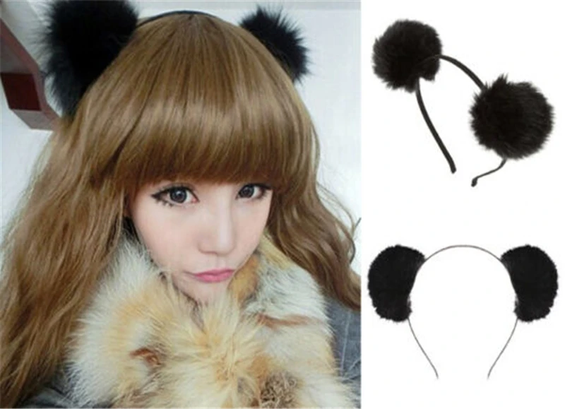 

Cat Panda Ears Headband Girls Cosplay Cute Hair Accessories Hur Hoop Fashion Party Costume Hair Bands For Women Black Fashion