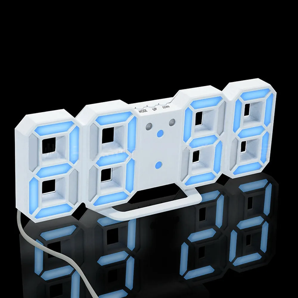 Новая мода 3D светодиодный цифровой дисплей Будильник Повтор будильника для гостиной дома комнаты современные часы Горячая 13#22# 5 - Цвет: B