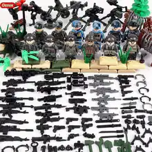 Oenux New Modern Figuras Blocos De Construção Militar SWAT Polícia Militar Soldado Com Armas Modelo DIY Tijolo Brinquedo Para Meninos Presente