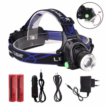 

Rechargeable 5000Lm XML T6 LED HeadLamp Headlight Head Lamp Fishing Light Lantern +2x 18650 battery +Car charger+AC Charger+USB
