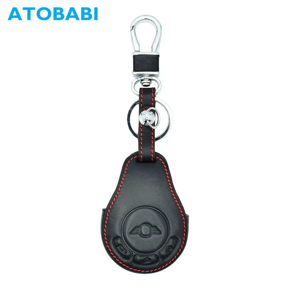 

ATOBABI Genuine Leather Car Key Cases 3 Buttons Remote Fob Shell Cover Protector Auto Accessories For BMW Mini Cooper Countryman