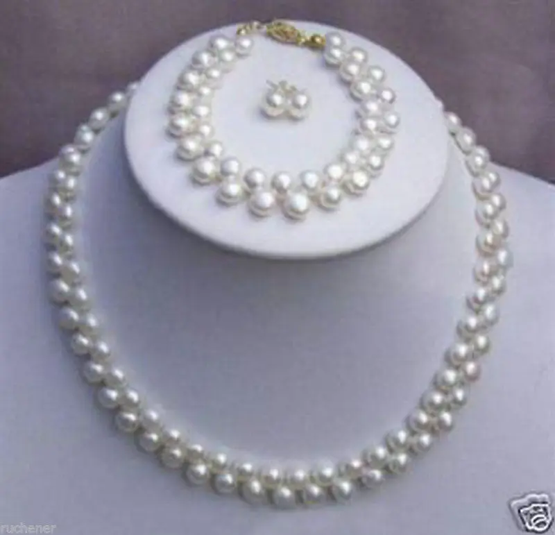 Real pearl necklace set
