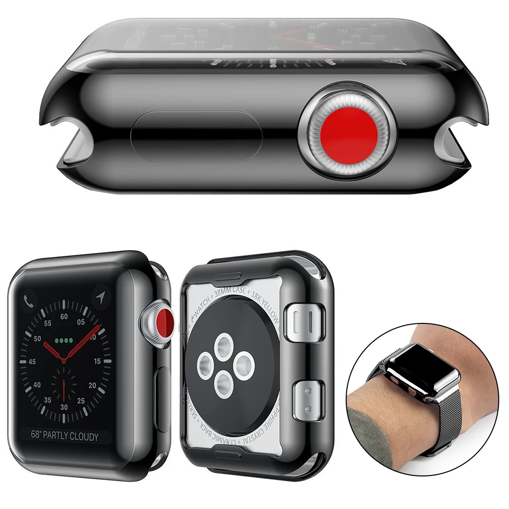 

Soft TPU Case Matte Plating Cover Transparent Protector for Apple Watch Series 4 44 40MM Full Body Screen Protector Bumper Capa