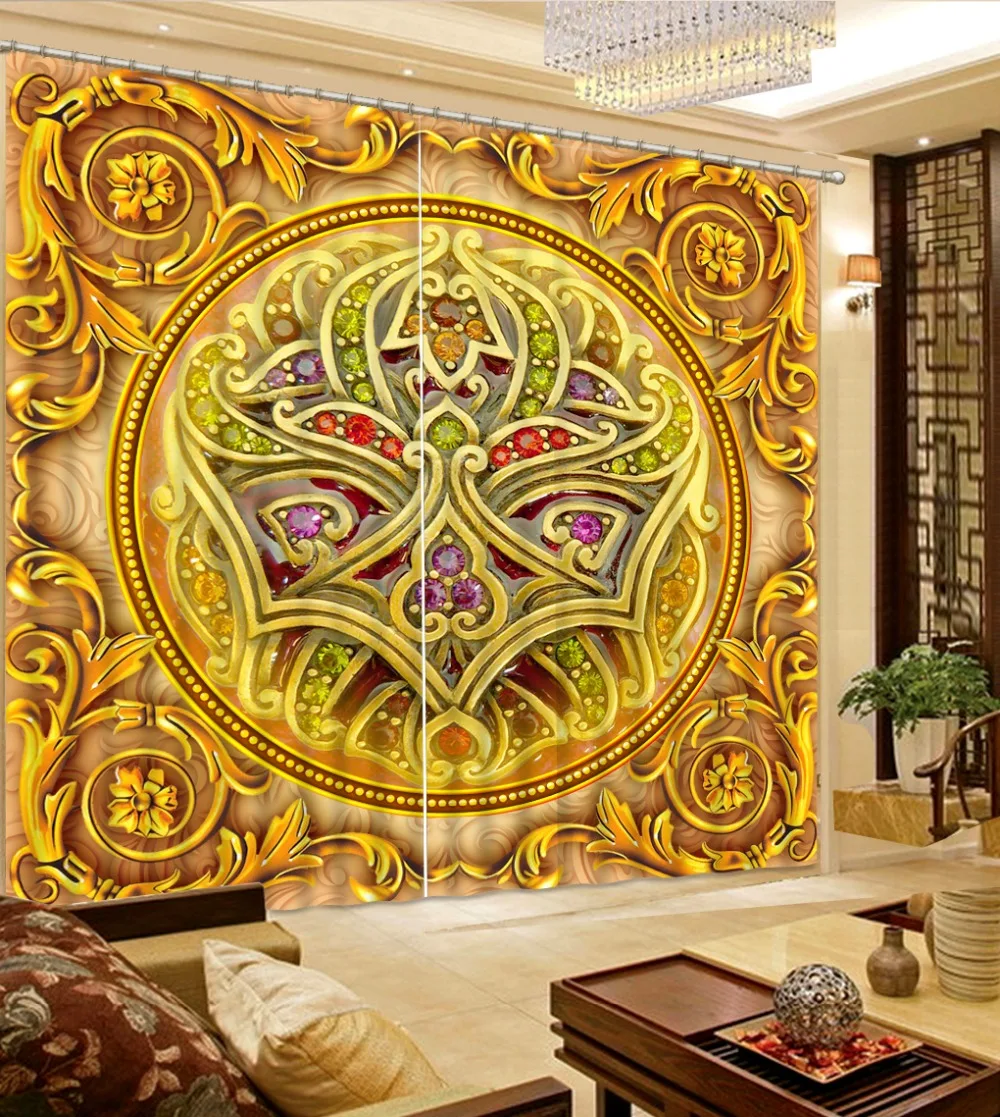 

Фотозанавеска s 3D Euporean с узором, Длинные занавески на заказ для гостиной, дома, спальни, украшение, роскошные европейские занавески s