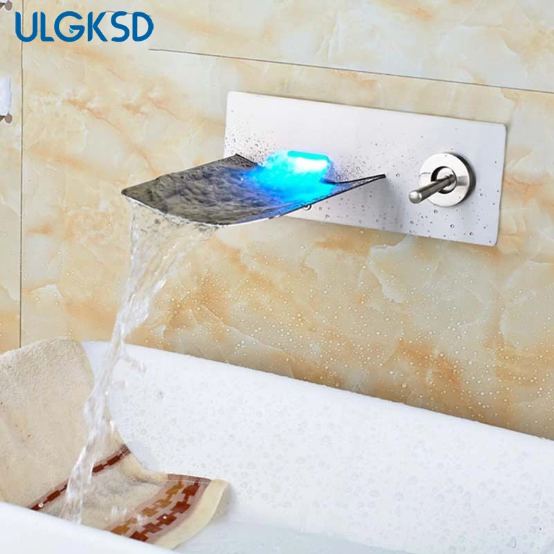 

basin faucet led waterfall chrome waterfall sink faucets single handle ceramic valve mixer tap for bathroom
