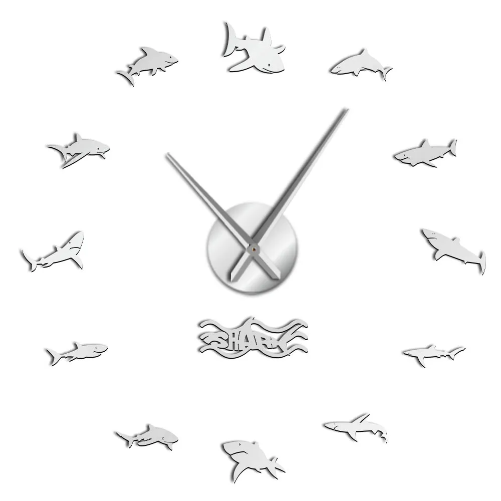 Ocean Sharks Wall Clock Silver  