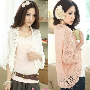 

2015 summer cutout chiffon lace crochet batwing sleeve waistcoat cardigan loose sweater female thin cardigan for women F4238