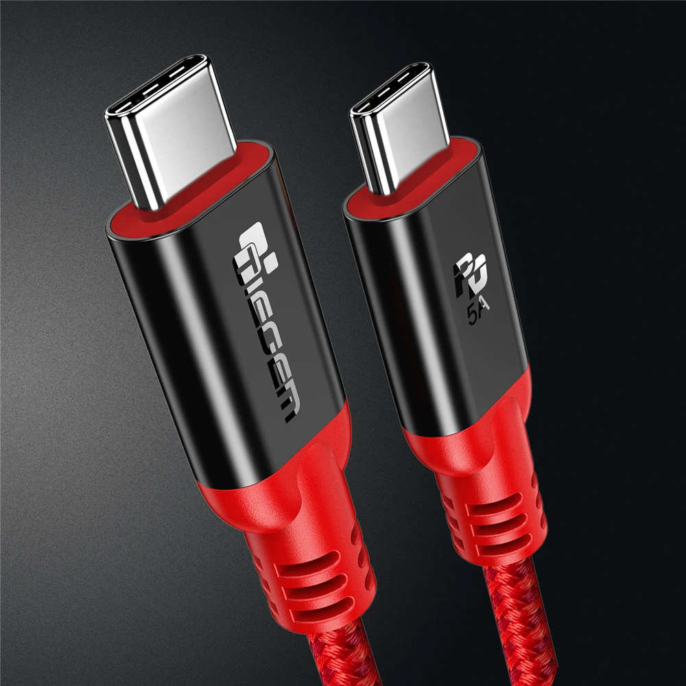 Tiegem Тип USB c 3.1 штекерным Тип-C кабель между USB-C Мощность Быстрая Зарядное устройство PD кабель для Macbook pro Google Pixel 2 S8 S9