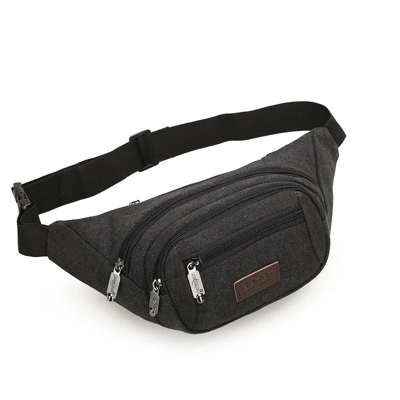 Men's canvas waist bag Outdoor sports running bag Male and female