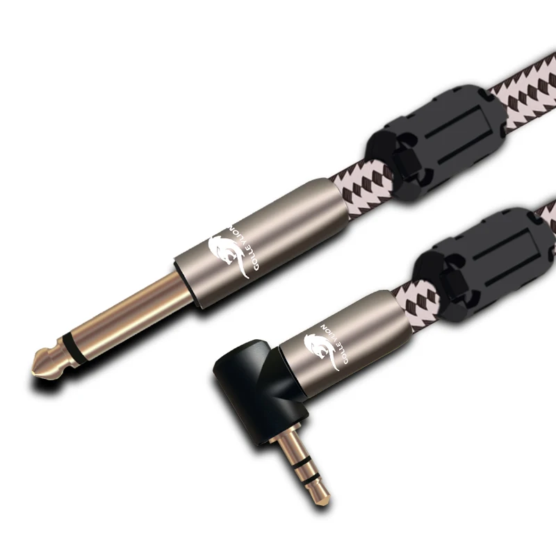 Audio Cable 1/8" Mini Jack Angle 3.5mm to 6.5mm Straight 1