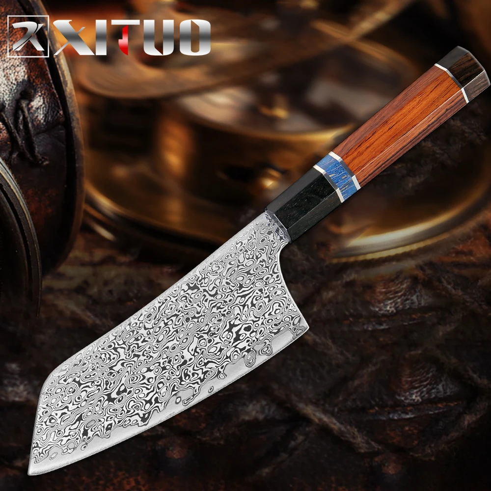 

XITUO Damascus Steel Kitchen Chef Knife Cut Meat Santoku Gyuto Kiritsuke Slice Sushi Fruit Knife Professional Chef Cooking Cutte