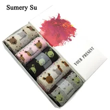 5 пар/партия, шерстяные носки женские теплые зимние красивый дизайн с медведем, Повседневные вязаные кашемировые дышащие носки, подарок для любимой жены, мамы