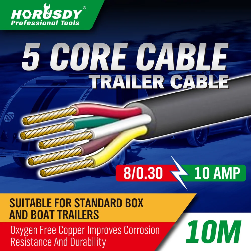 

HORUSDY 5 Core Trailer Cable 2.5mm Train Wire Caravan Plug Socket Wiring Narva (10M 20M 30M 100M) 5852