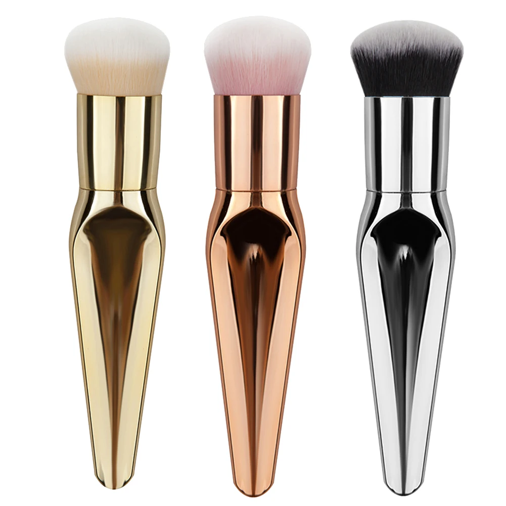 

3pc Big Metal BB Makeup Brush Fishtail 3 Colors Multifunction Portable Foundation Blush Powder Brushes Beauty Cosmetic Tools