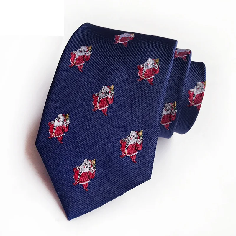 HOOYI мужские рождественские галстуки Снежный Санта Клаус шелковые галстуки для шеи вечерние красные 8 см