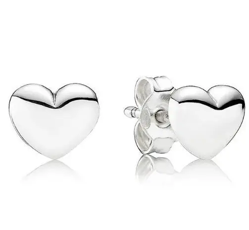 

Original 925 Sterling Silver Earring Women Simple Hearts Shape Silver Pan Stud Earrings For Women Wedding Gift Jewelry