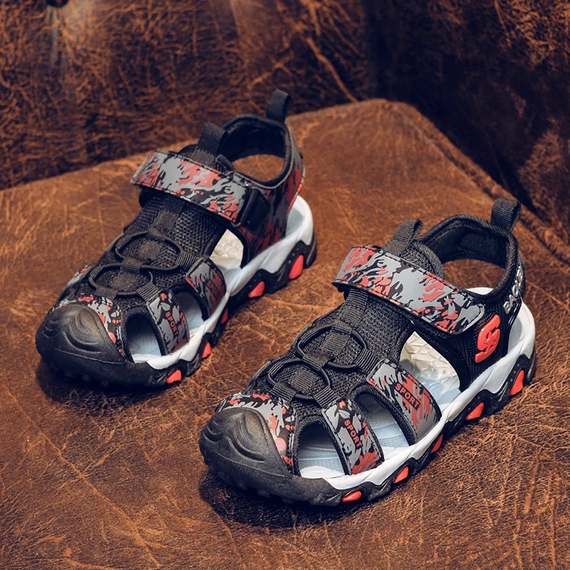 Новые летние сандалии для мальчиков дышащая детская пляжная обувь модные спортивные повседневные туфли с мягкой подошвой для мальчиков, Размер 27-38
