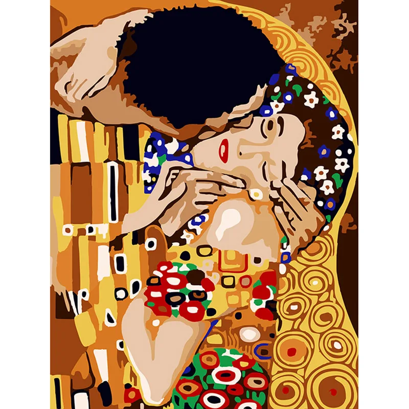 Klimt& рисунок с поцелуем-Ручная роспись холст живопись по номерам домашнее настенное украшение «сделай сам» Цифровая живопись cuadros decoracion DY210