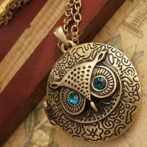 Lightrain Yellow Owl Eye Pendant Necklace Vintage Bronze Chain Statement Necklace Handmade Jewelry Gifts Lightrain Yellow Owl Eye Pendant Necklace Vintage Bronze Chain Statement Necklace Handmade Jewelry Gifts