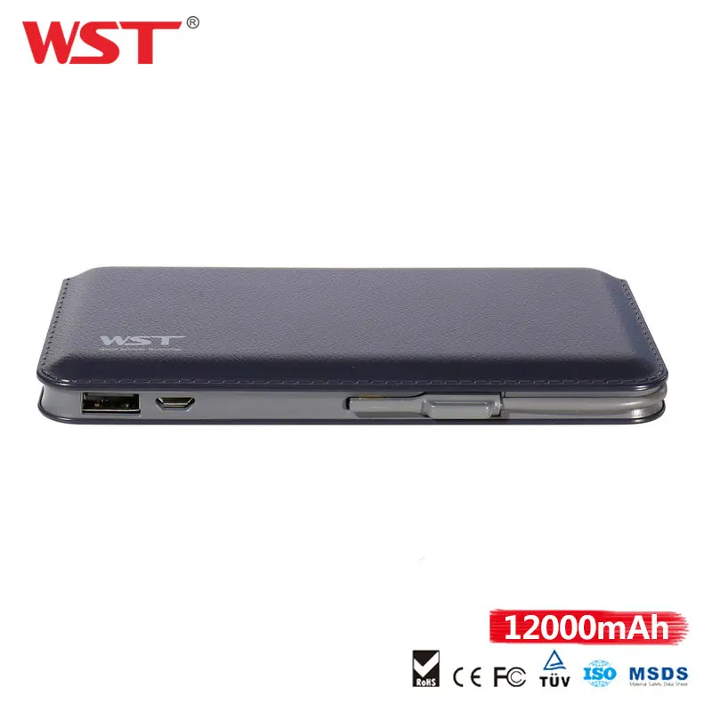 WST,, 12000 мА/ч, тонкий внешний аккумулятор, зарядное устройство со встроенным кабелем, портативный внешний аккумулятор, универсальное зарядное устройство для мобильного телефона