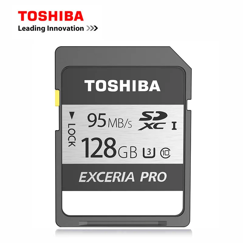 TOSHIBA SD карты EXCERIA PRO 128 Гб 64 Гб оперативной памяти, 32 Гб встроенной памяти класса 10 UHS-I U3 SDHC/SDXC карт SD слот для карт памяти 95 МБ/с. для видеокамеры