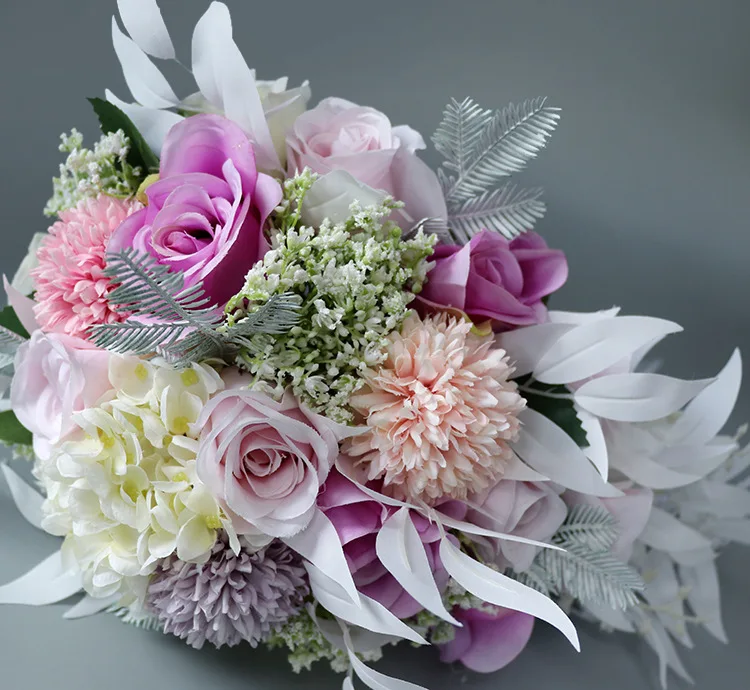 Новобрачная, букет с пыльцами фиолетовые Свадебные капли Свадебные цветы Свадебные букеты Свадебный букет вас10153