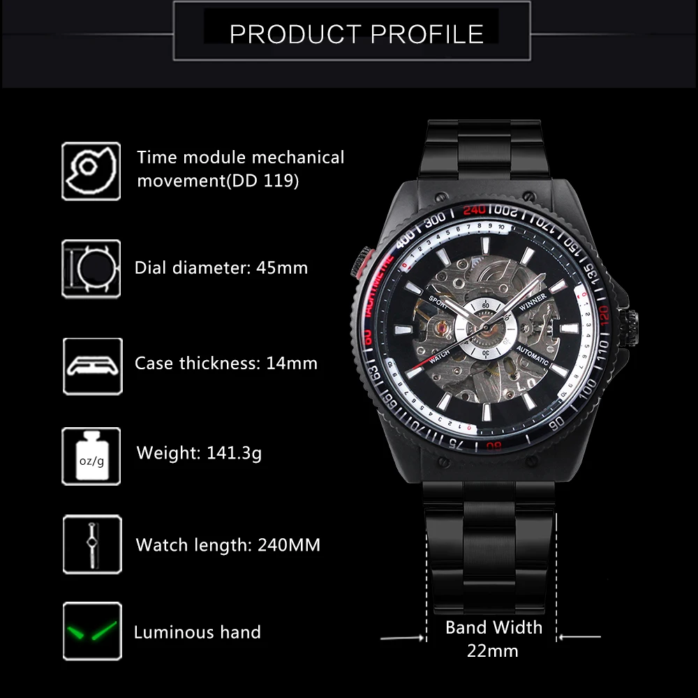 2019 الفائز العسكرية التلقائي الميكانيكية ووتش الرجال وعاء من الستانليس ستيل الأسود حزام الهيكل العظمي ساعة اليد مضيئة الأيدي أعلى العلامة ال... 2019 الفائز العسكرية التلقائي الميكانيكية ووتش الرجال وعاء من الستانليس ستيل الأسود حزام الهيكل العظمي ساعة اليد مضيئة الأيدي أعلى العلامة ال...