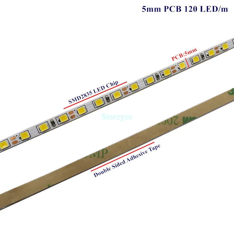 1 шт. 5 м SMD 2835 120 240 светодиодный/м DC12V Светодиодный IP20 не водонепроницаемый гибкий