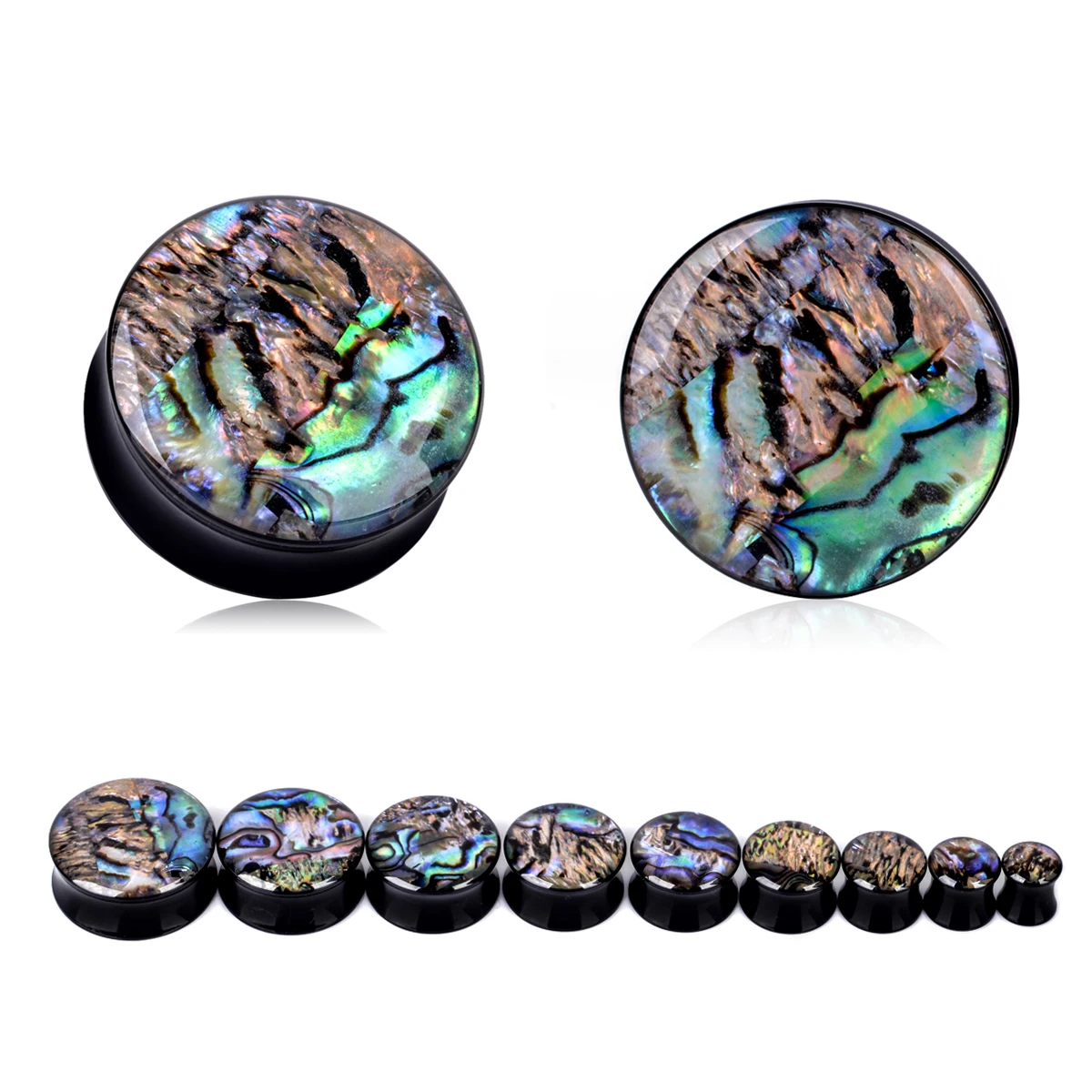 

New Arrival 1pair Abalone Shell Acrylic Ear Gauges Plugs Expanders Punk Unisex Flesh Tunnel Ear Piercing Body Jewelry 8-25mm