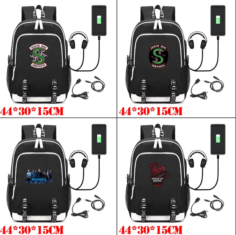 

Riverdale South Side Serpents Canvas USB Charging Backpack School Bag Shoulder Bag Mochila Packsack Laptop Bag Travel Bag