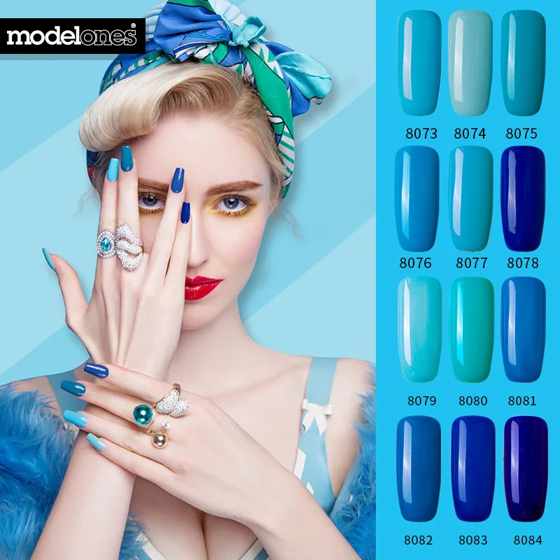 

Modelones 12Pcs/Lot Blue Color Series Led UV Nail Polish Set Long Lasting Nail Art UV Gel Varnishes Semi Permanent UV Nail Glue