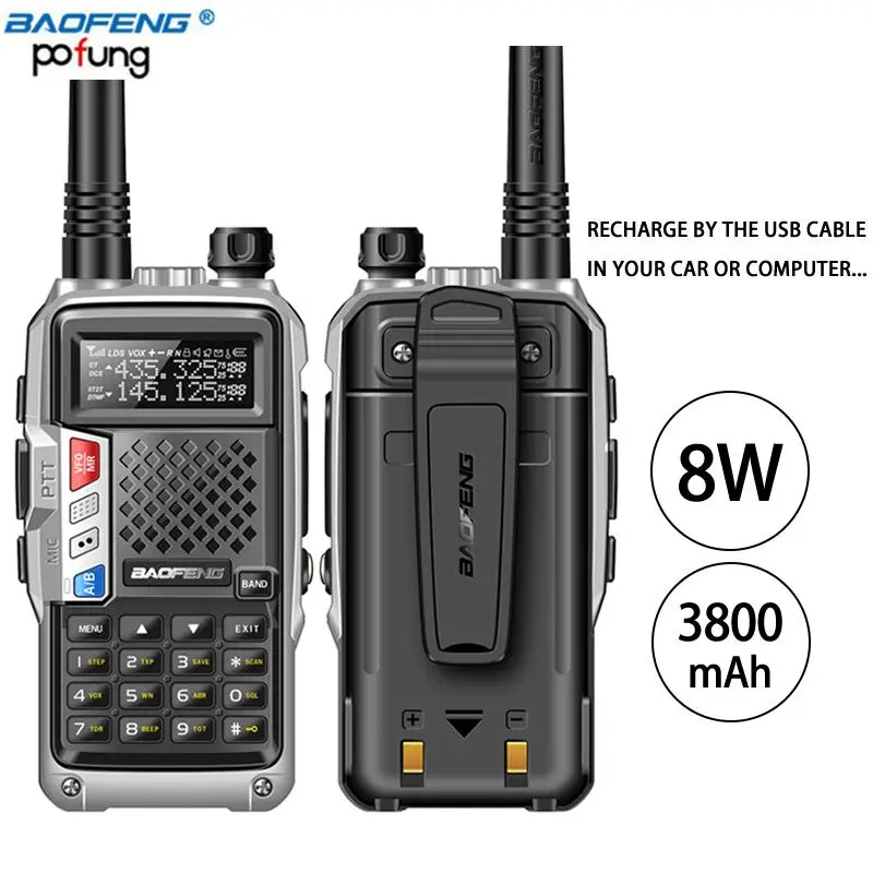 2 шт. BaoFeng BF-UVB3 PLUS Walkie Talkie 8 Вт двухдиапазонный двухсторонний радио портативный Радиоприемник CB несколько моделей зарядки