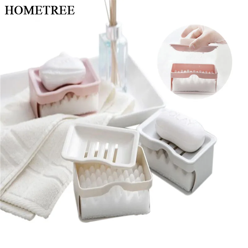 

HOMETREE 1 Pcs Simple Household Separable Have Sponge Double Grid Drain Soap Box Double Floor Soap Box Bathroom Accessories H543