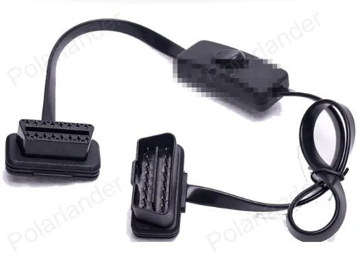Горячее надувательство 60 см кабель для автомобильного сканера OBD2 автомобильный диагностический инструмент с переключателем Удлинительный кабель OBD 12-24 V