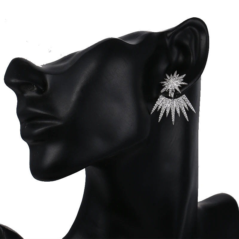 LXOEN Punk Cubic Zirconia Stud Earrings for Women Charm Geometry Silver Color Earring Pulseras Earing Studs Gifts Jewelry Bijoux - Image 2