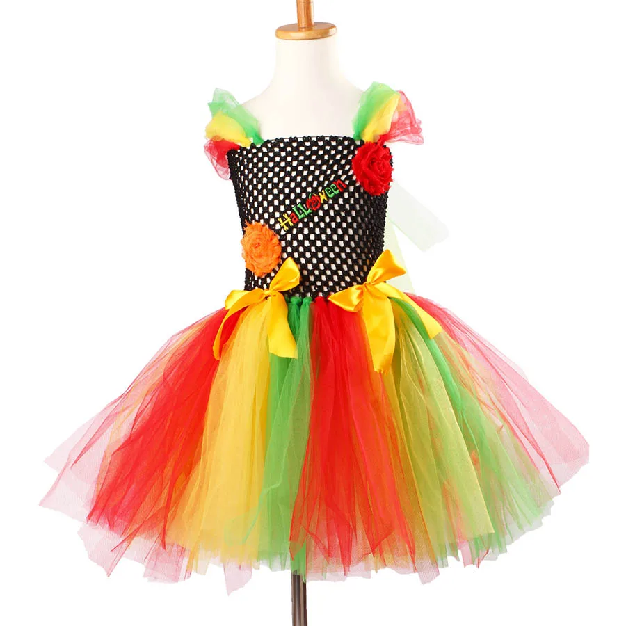 Halloween TUTU Dress with Pumpkin Mask Rainbow kids Birthday Dress Girls TUTU Princess Photo Prop (14)