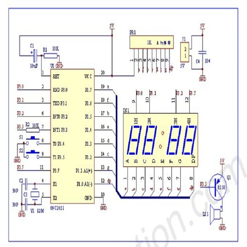 1 шт. высокое качество C51 4 биты электронные платы часы Production Suite DIY Наборы c51 точное