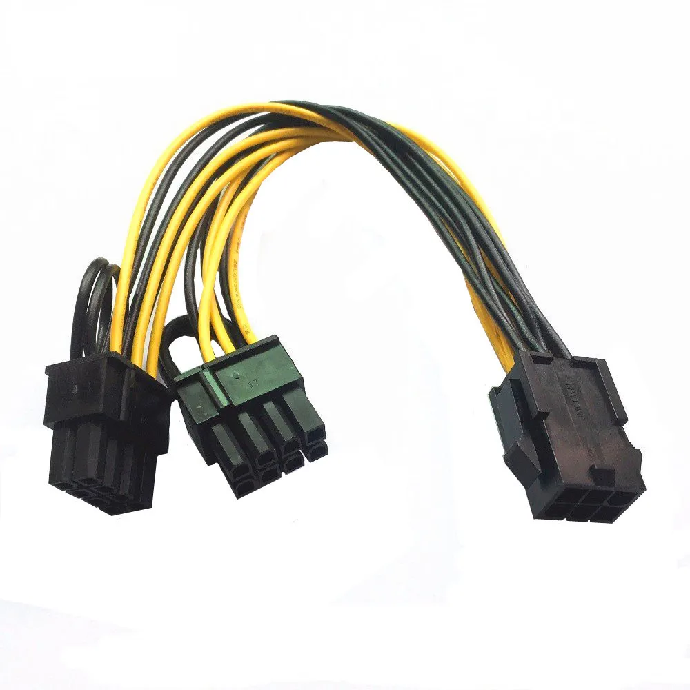 6 Pin to Dual PCIe 8 Pin (6+2) Graphics Card PCI Express Power Adapter GPU VGA Extension Cable Mining Card Power Cable