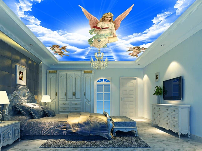 Us 15 3 49 Off Custom Ceiling Murals Wallpape An Angel Dream Star Mural For The Living Room Bedroom Ceiling Wall Waterproof Pvc Papel De Parede In