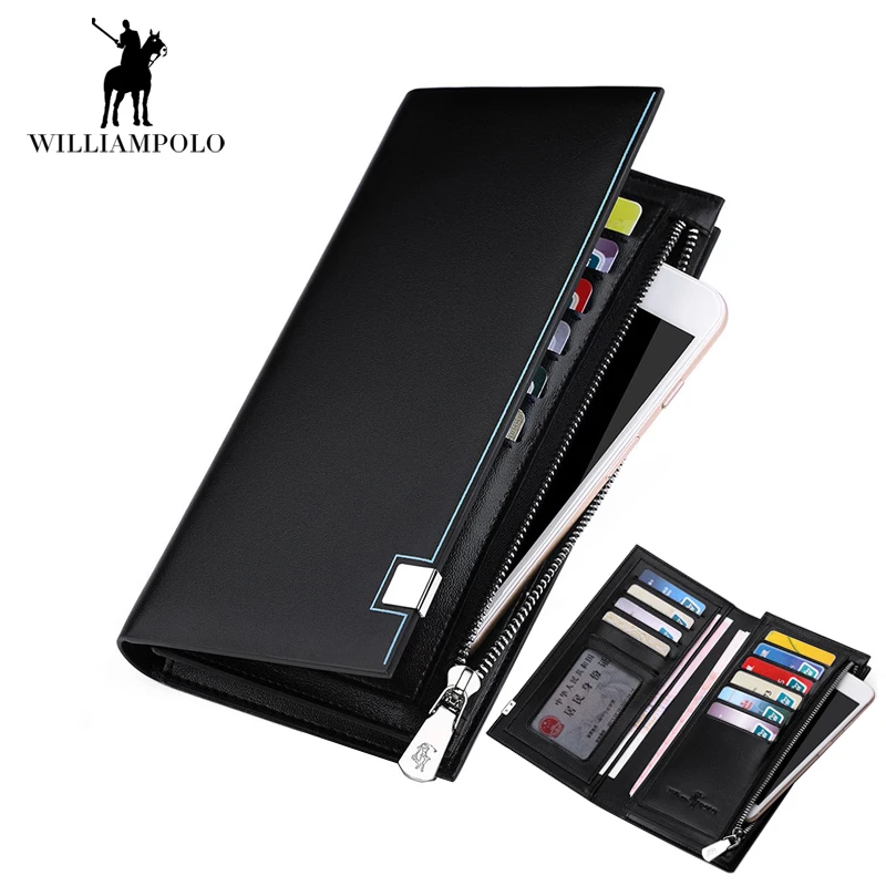 

2017 New Multifunctional Cow leather Purses Wallet Brand Men Wallet Top Quality Long Design Phone Pocket Holder Wallet EA0237