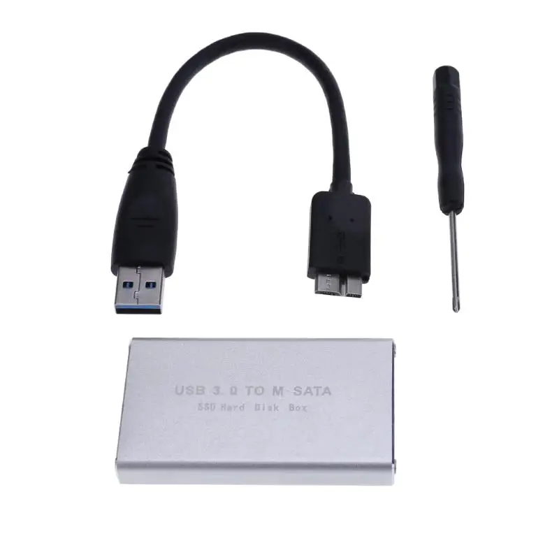Высокая скорость Серебряный MSATA к USB3.0 SSD корпус жесткий диск Внешний HDD мобильный ящик жесткий диск поддержка UASP функция