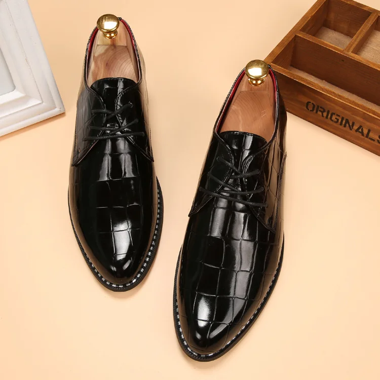 

Pointed Toe Mens Red Casual Leather Shoes Party Oxford British Patent Leather Wedding Shoes Yellow Size