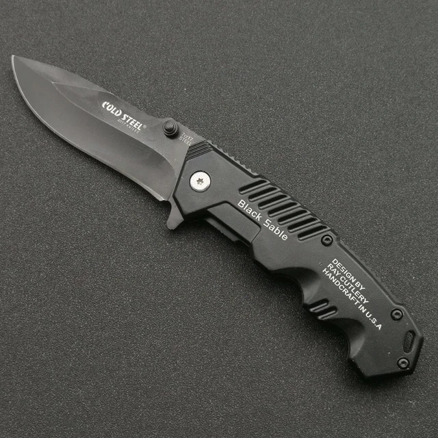 Mengoing Cold Steel Black Pocket Folding Knife 7Cr13Mov Steel Blade