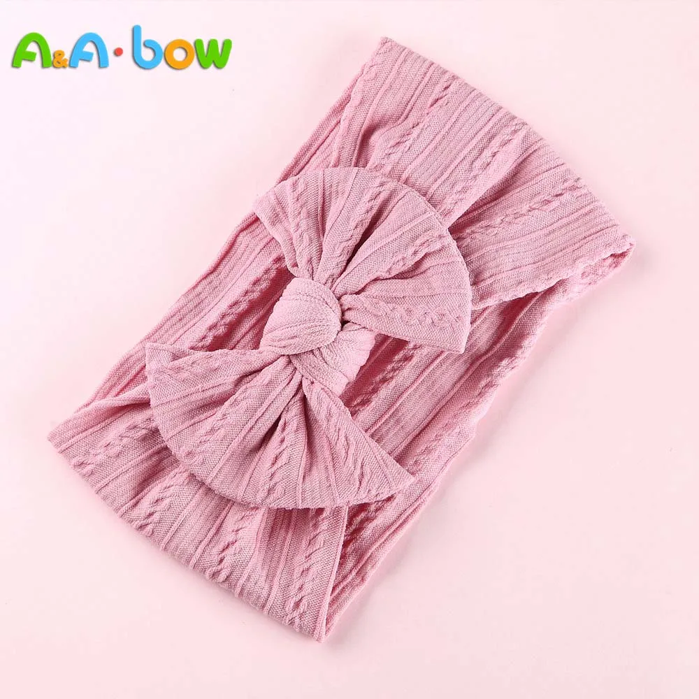 1pcs Cable Knit Nylon Bow Headwrap, One size fits all nylon headbands, wide nylon headbands, baby headbands, Knot bow headwear best Baby Accessories Baby Accessories