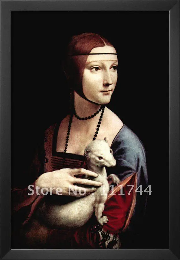 

Famous artwork Portrait of a Lady with An Ermine By Leonardo Da Vinci painting on canvas High quality 100% handmade