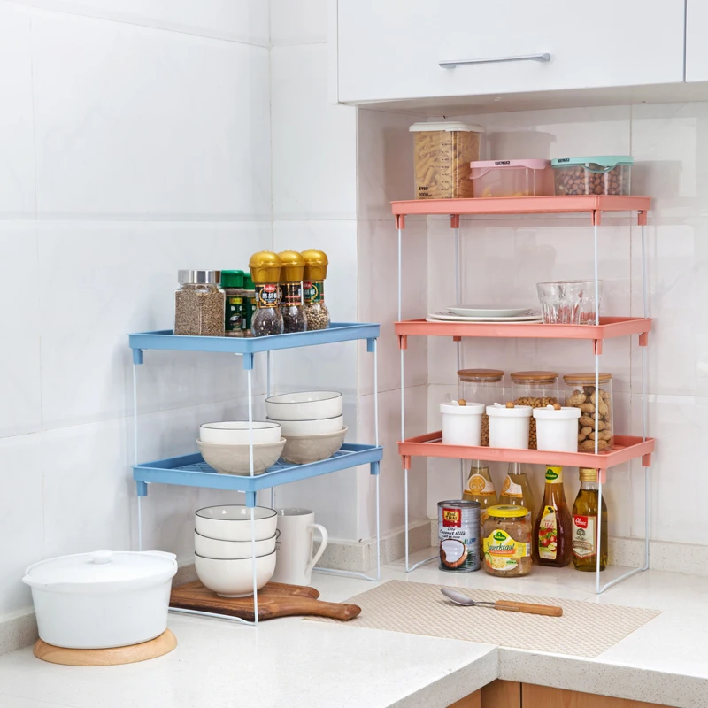 

can stack multi-layer seasoning rack kitchen condiment shelf plastic condiment storage rack