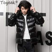 Tcyeek зимнее пальто мужская одежда Мода Легкий 90% утиный пух куртка с капюшоном Теплый мужской пуховик Мужская ветровка Hiver