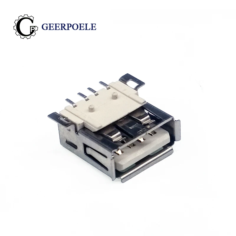 

10 Pcs/Lot USB 2.0 Type A Female 4 Pin SMT 2 Feet 90 Degree Crimping Charge Plug Socket Jack Connector Wire Adapeter