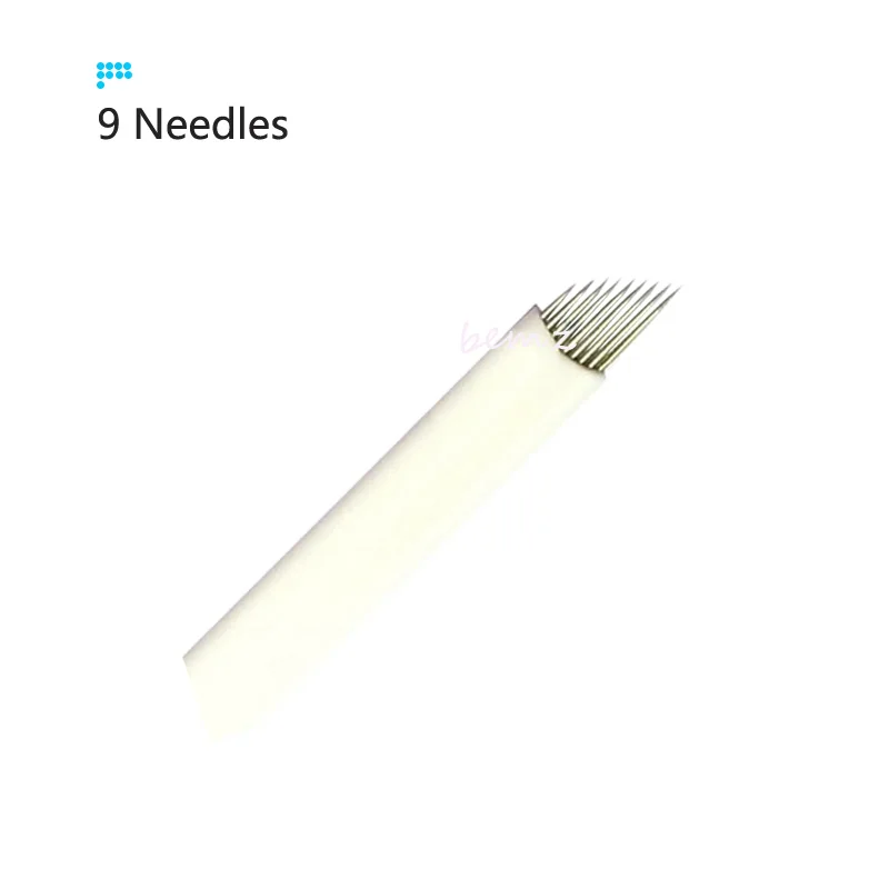 

Tattoo needles100pieces 9 pin Sterilized Stainless Steel 3D tattoo Embroidery Eyebrow Permanent Makeup Needles Blade Hot Sale